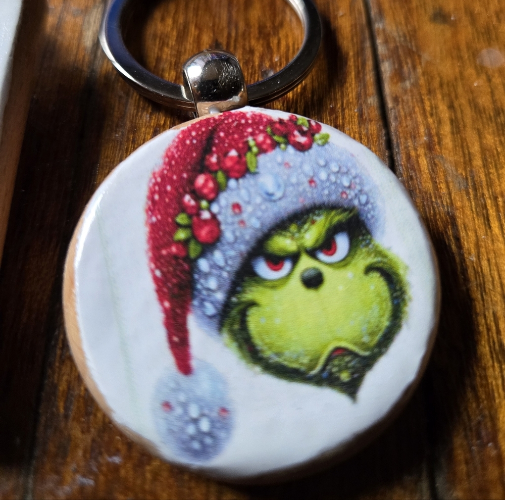 Grinch Christmas Ornament Keychain